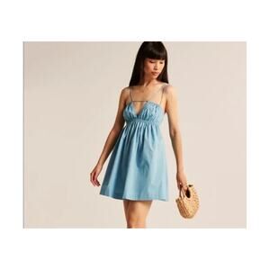 ABERCROMBIE & FITCH Strappy Baby Doll Mini Dress Turquoise Size Small